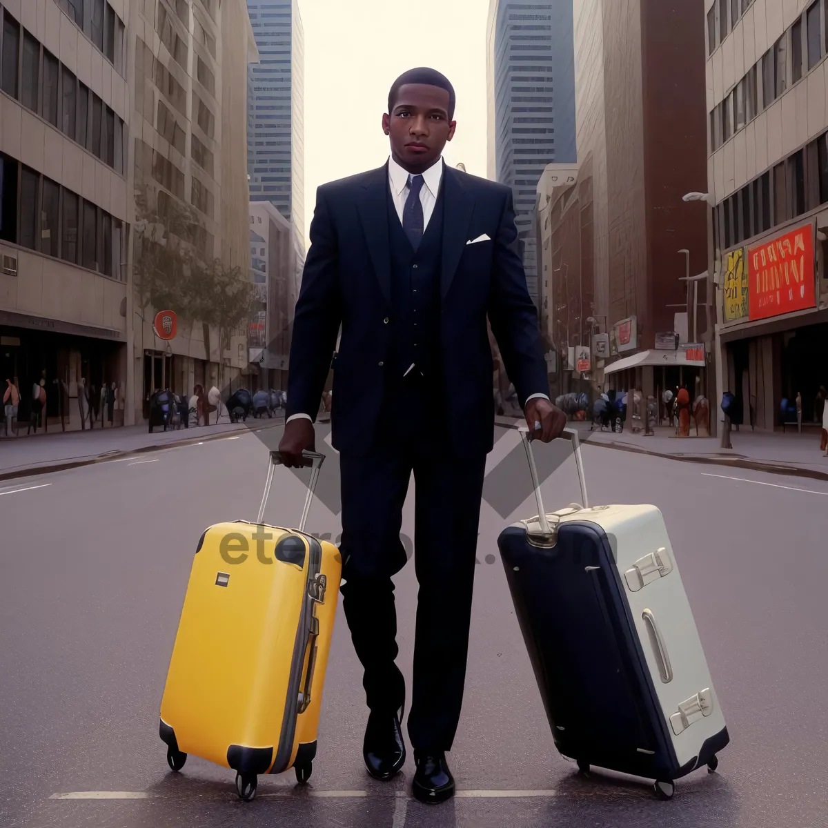 Picture of Professional Cleaner with Vacuum and Briefcase