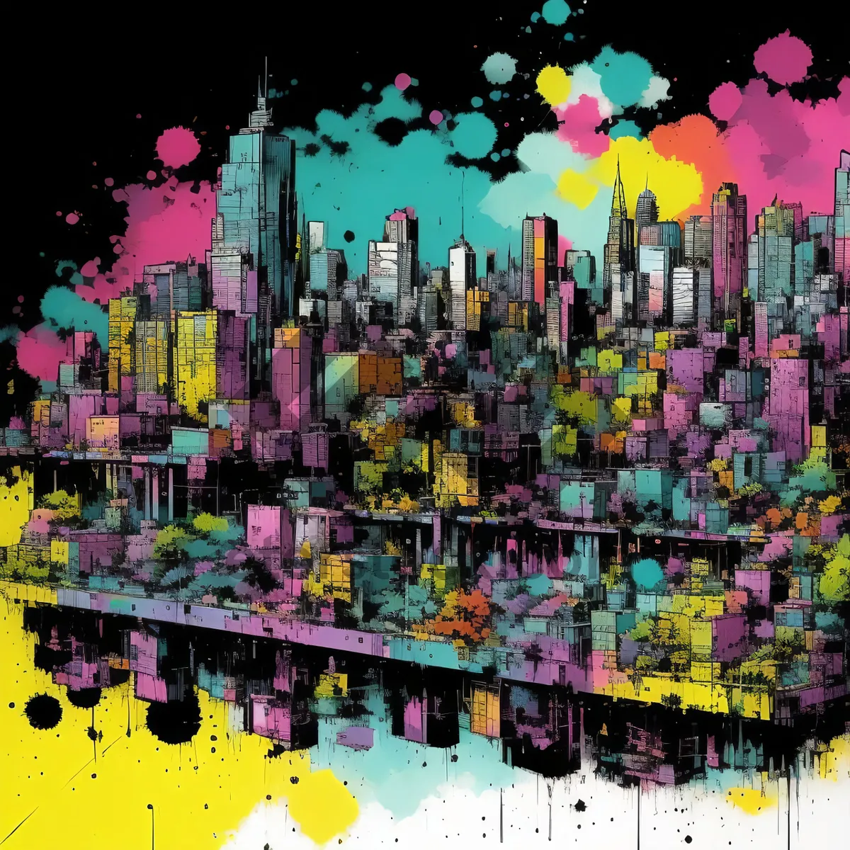 Picture of Vibrant Urban Cityscape - Modern Art Jigsaw Puzzle