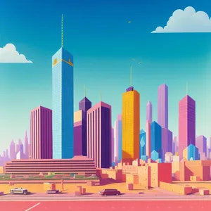 Vibrant Avenue: Colorful Pencils Drawing in the City