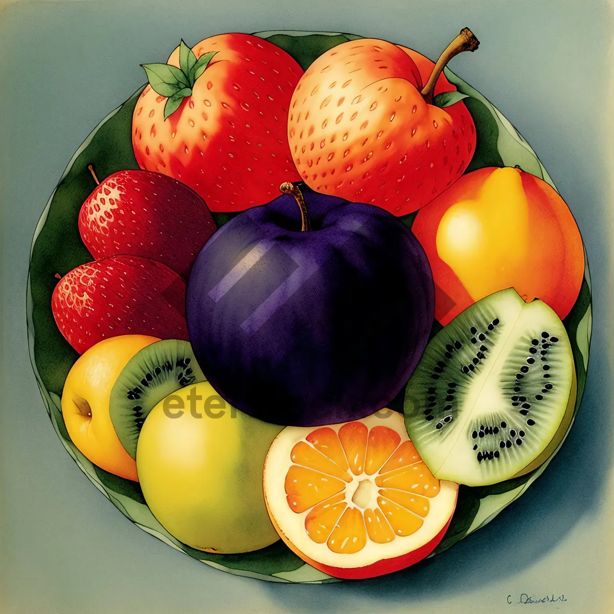 Picture of Colorful Harvest: Plum, Cherry, Apple, Lemon, Grape