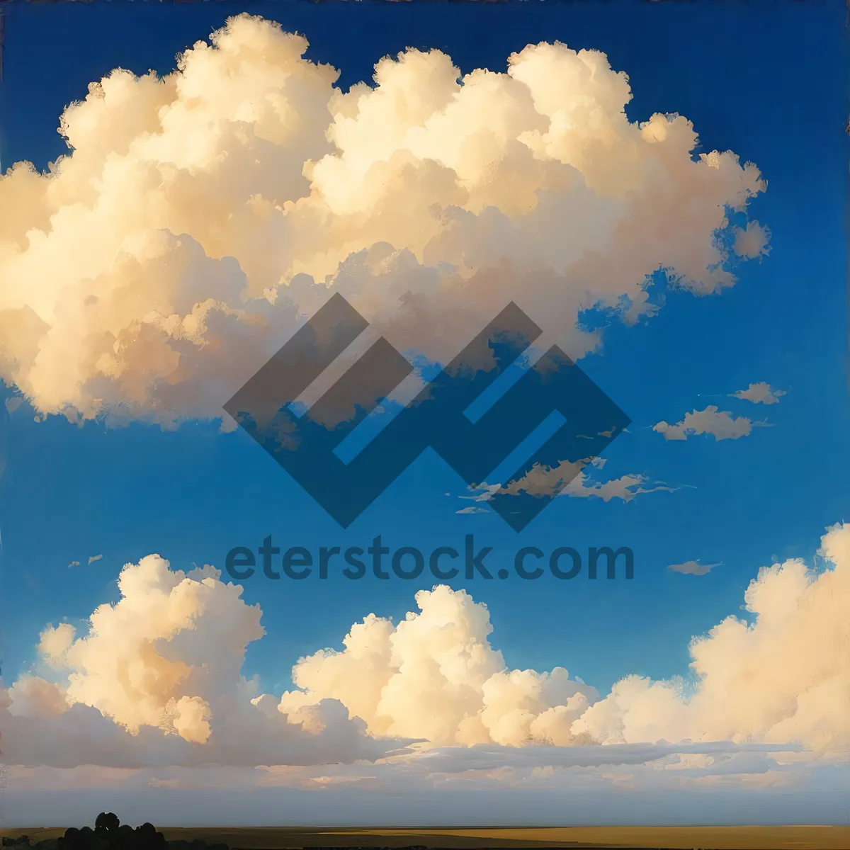 Picture of Vibrant Summer Sky with Fluffy Cumulus Clouds