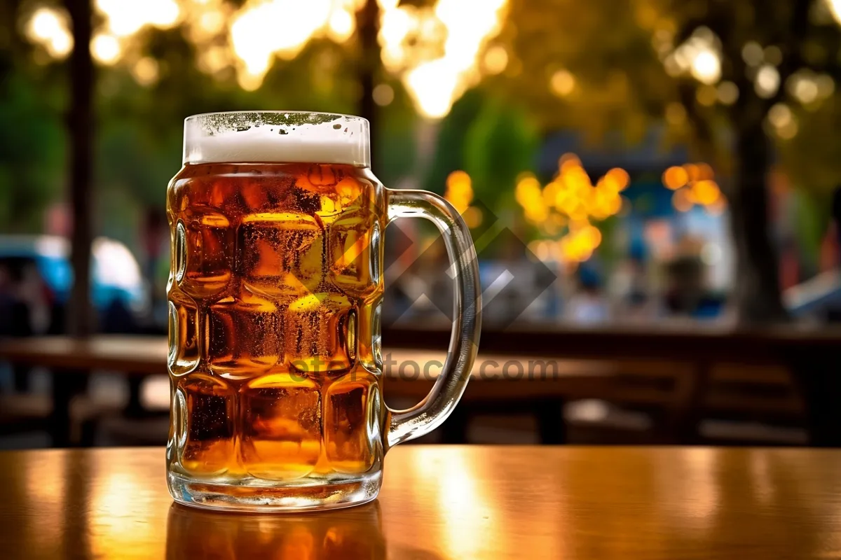 Picture of Golden Lager in Beer Glass with Frothy Foam