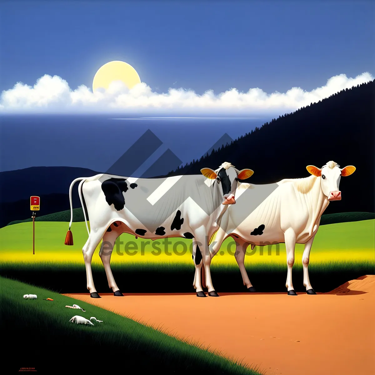 Picture of Idyllic Ranch Landscape with Grazing Cows