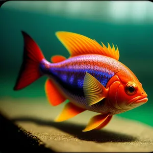 Tropical Goldfish Swimming in Aquarium Bowl