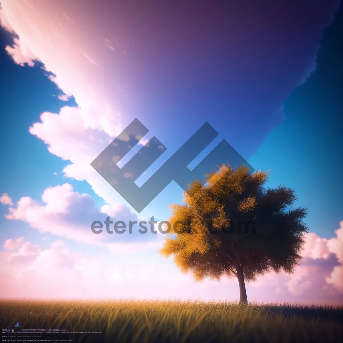 Picture of Serenity: A Golden Sunset Over Meadow
