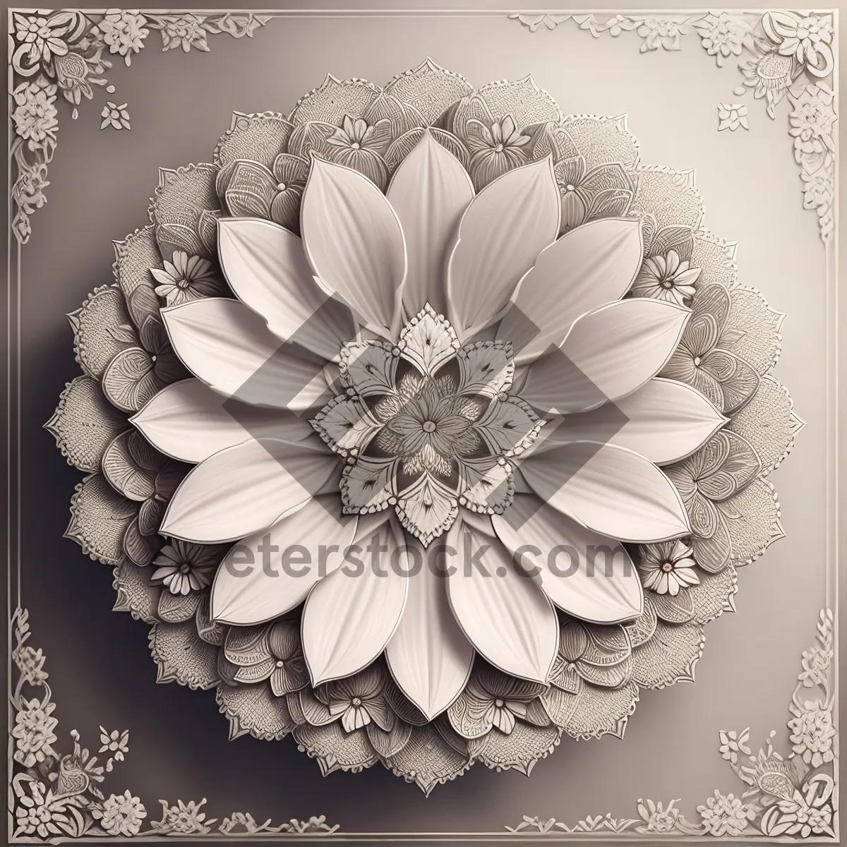 Picture of Floral Vintage Damask Pattern Decoration