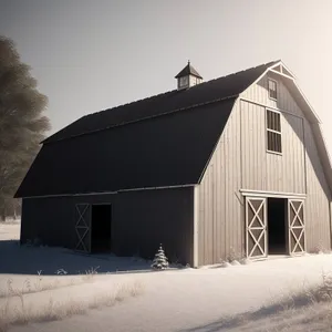 Rustic Farmhouse under Clear Country Sky