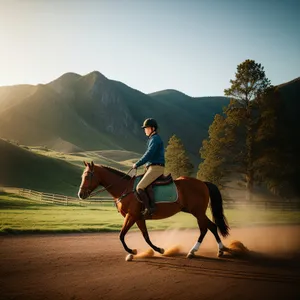 Skyward Summer Escape: Horse Grazing in Mountain Meadow