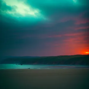 Sunset Over the Turquoise Ocean