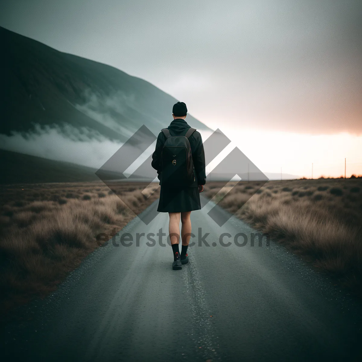 Picture of Adventure Hiker Conquering Majestic Mountain Slopes