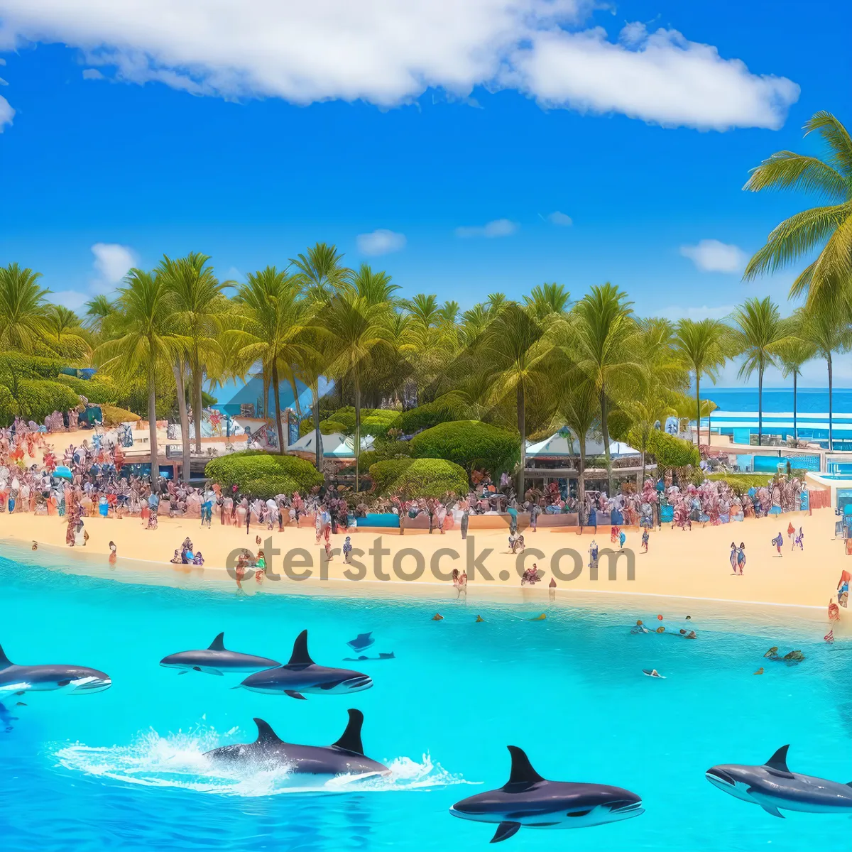 Picture of Serene Beachscape under Sunny Palm Trees