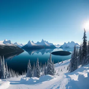 Snowy Alpine Landscape with Majestic Peaks