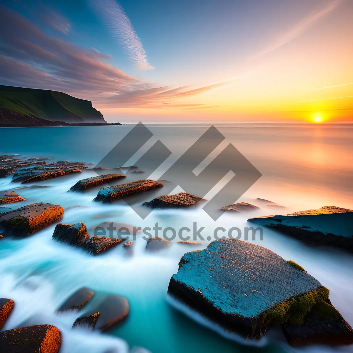 Picture of Serenity at Sunset: A Tranquil Coastal Seascape