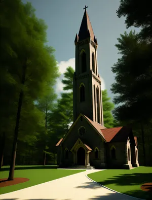 The historic bell tower of a cathedral nestled in the old town, a treasured relic of the past