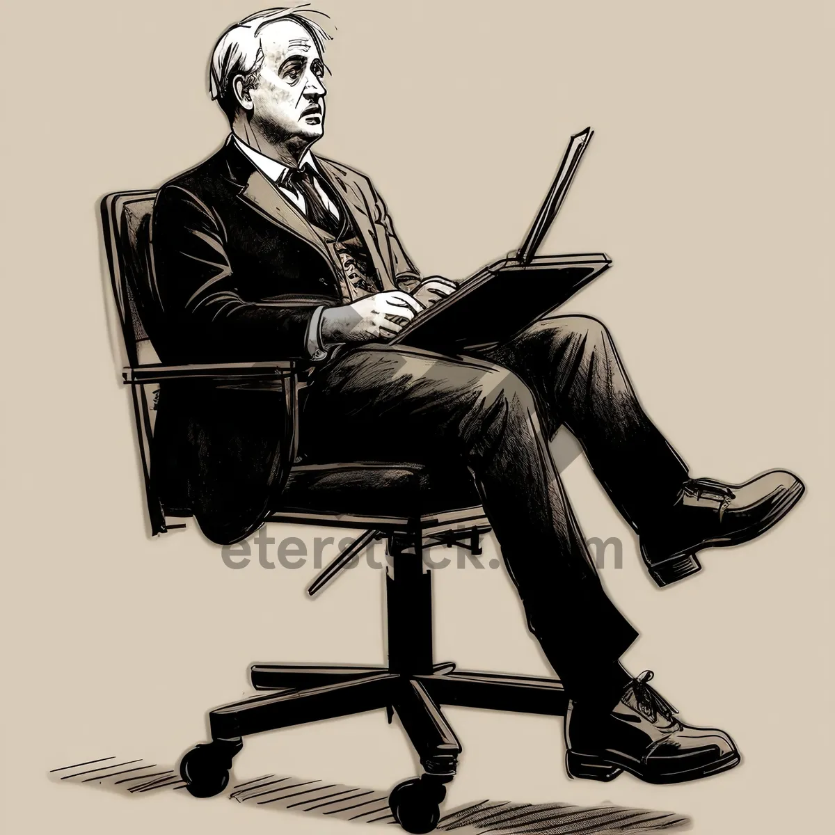 Picture of Silhouette of a Man Sitting in Office Chair