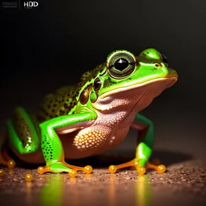 Bulging-eyed tree frog peeping through foliage