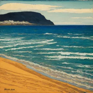 Sun-kissed coastal paradise with tranquil waves