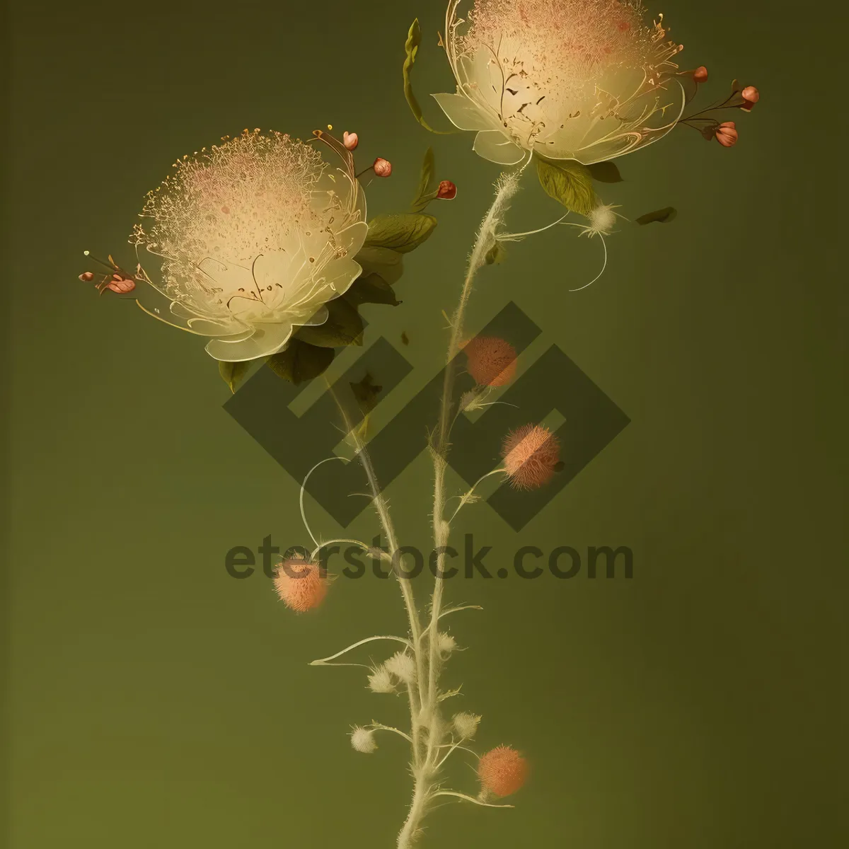 Picture of Blossoming Gooseberry Plant with Fruits