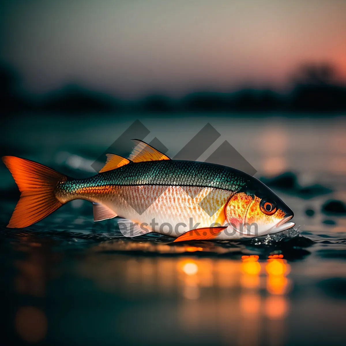 Picture of Colorful Goldfish Swimming in Aquarium