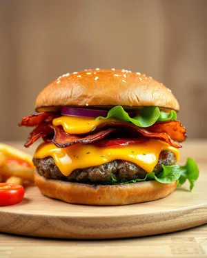 Grilled Cheeseburger with Lettuce and Tomato