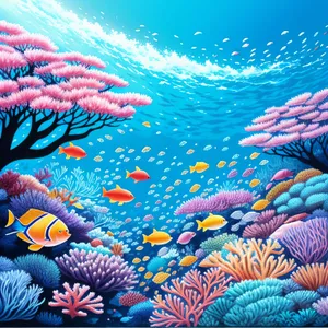 Colorful Coral Reef and Marine Life in the Tropical Ocean