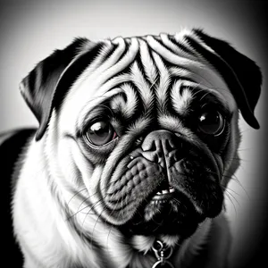 Cute Wrinkled Pug Portrait: Adorable Purebred Canine