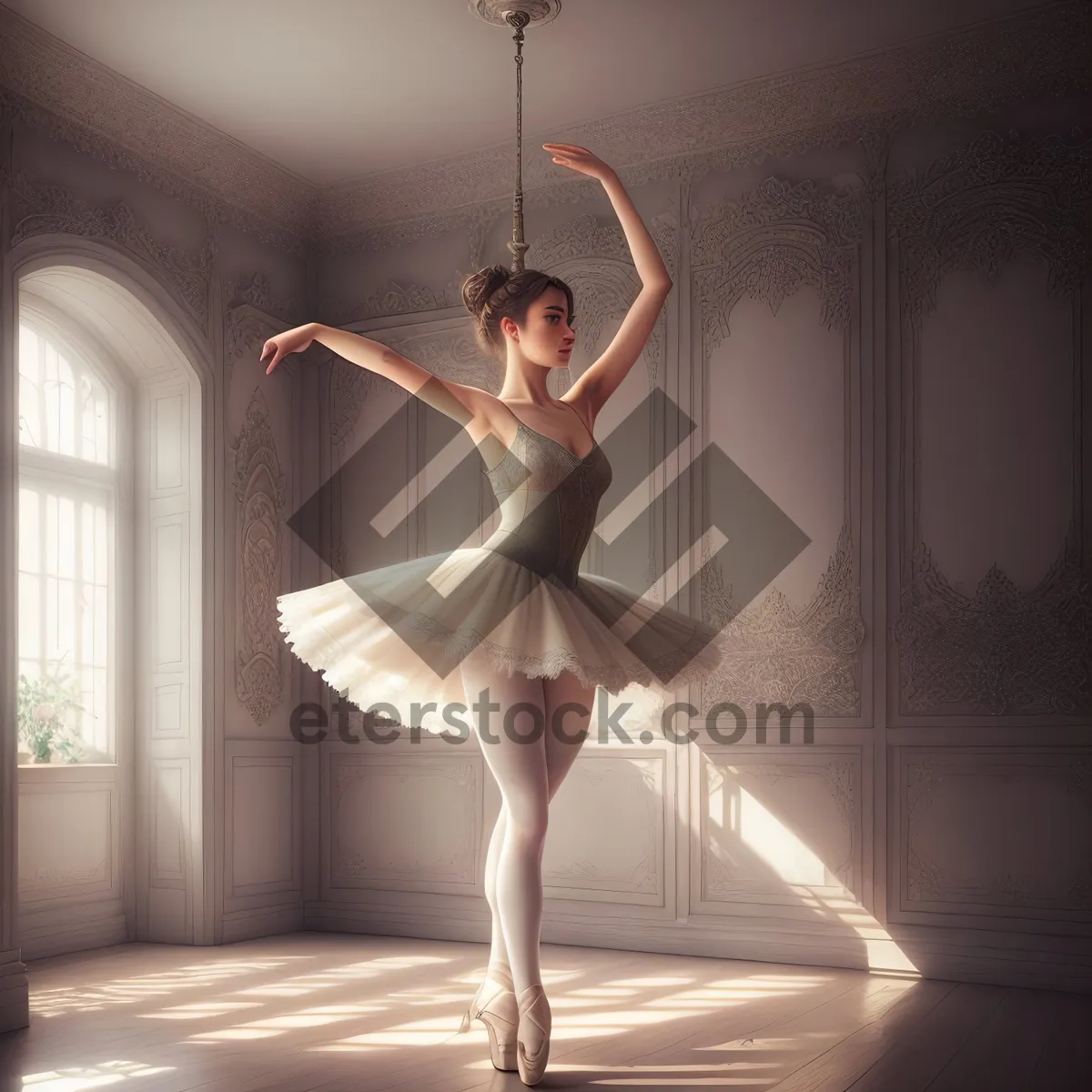 Picture of Graceful Ballerina Poses in Stunning Fashion Dance.