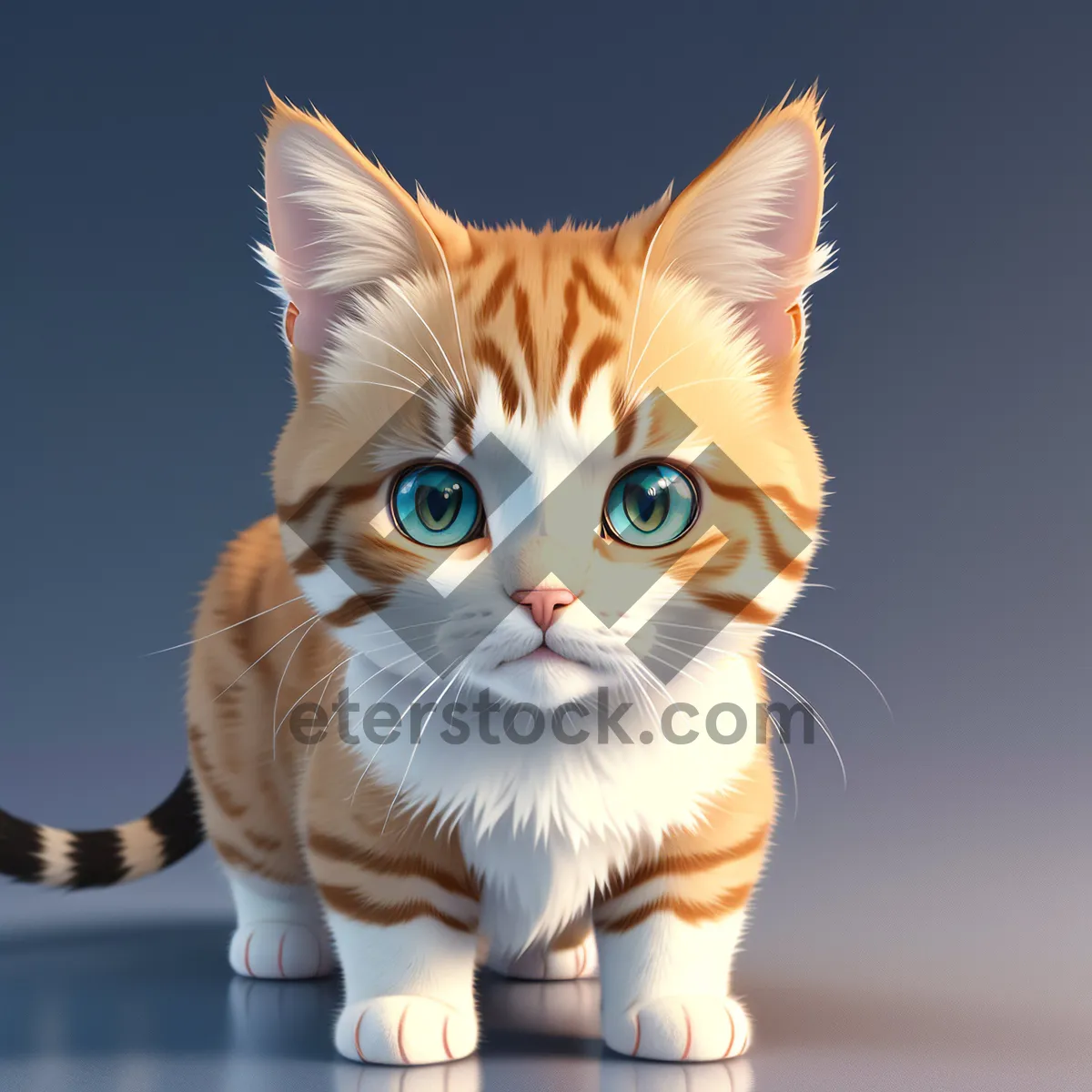 Picture of Fluffy Gray Tabby Cat with Curious Eyes