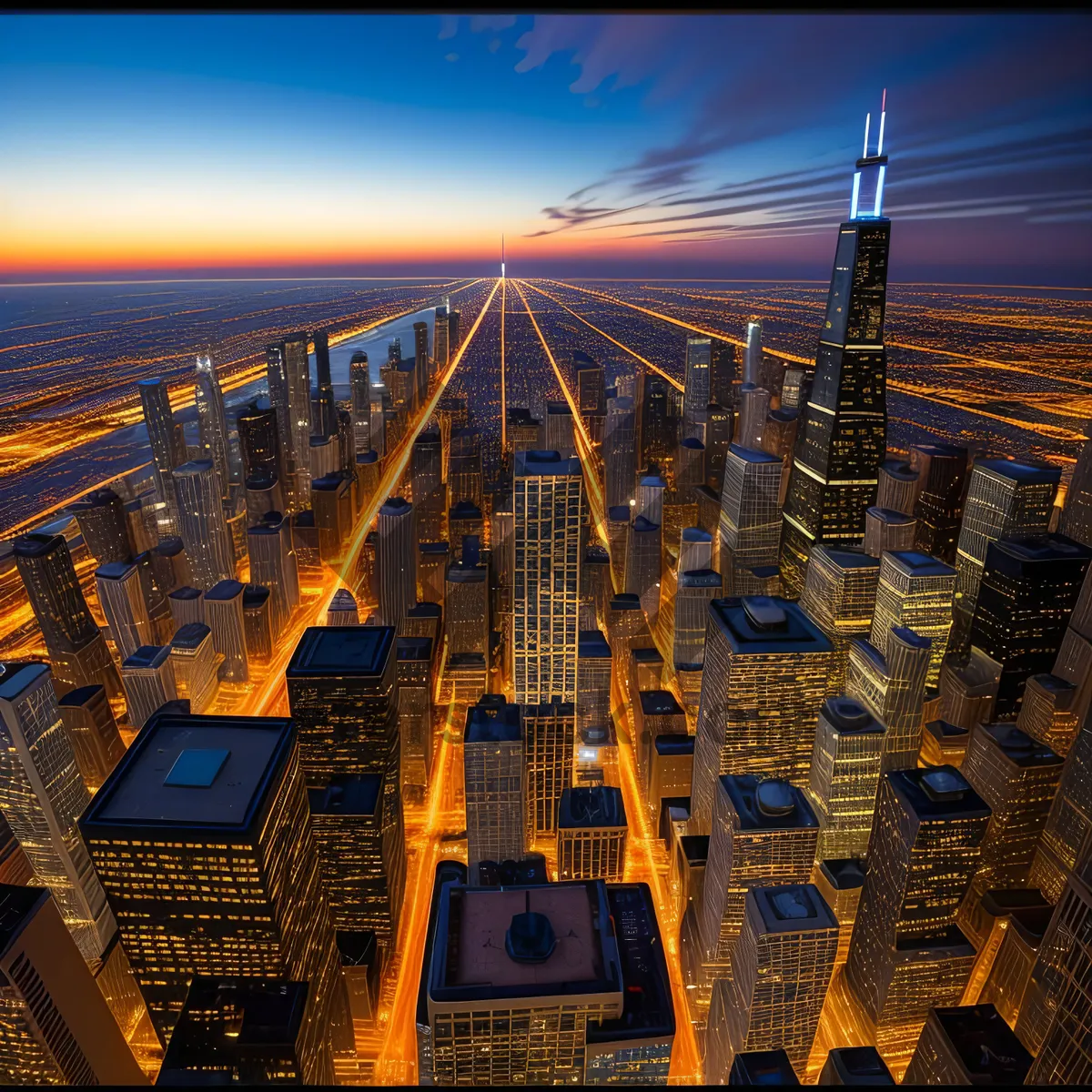 Picture of City Twilight: Majestic Urban Skyline at Dusk