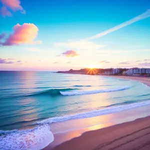 Serene Sunset Over Tropical Beach