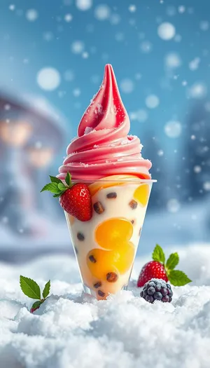 Strawberry Ice Cream Cone Berry Dessert Sweetness