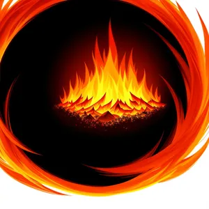 Blazing Heat: Vibrant Fire Graphic with Swirling Orange Flames