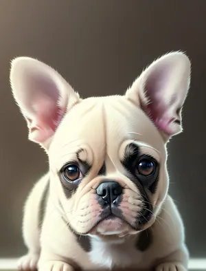 Bulldog Puppy in Studio Portrait - Adorable Wrinkled Cutie