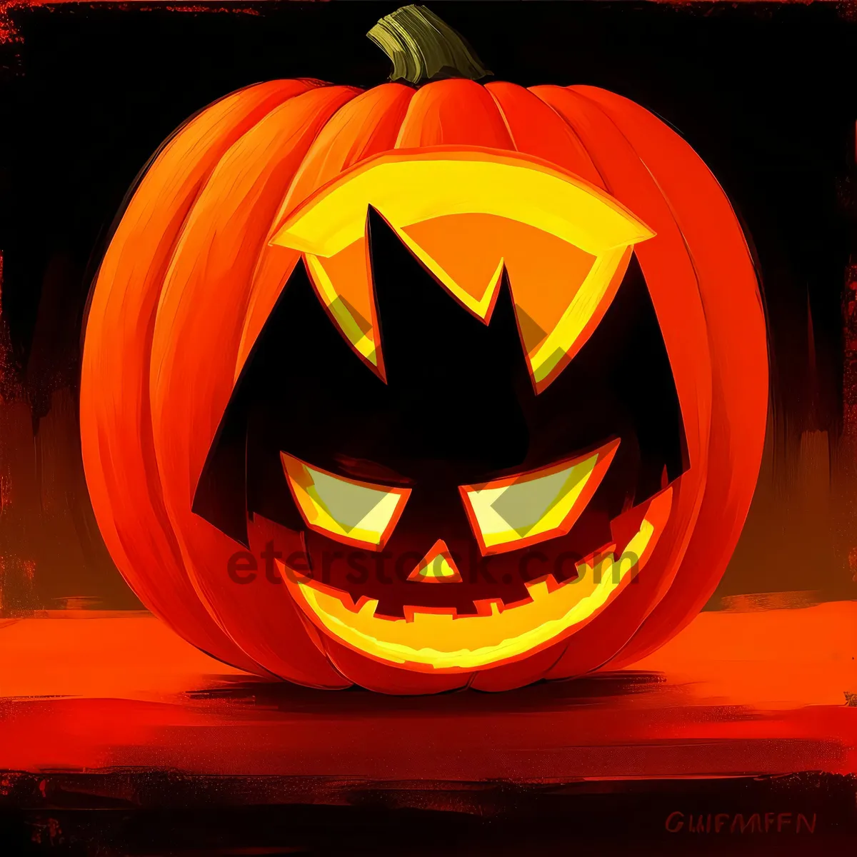 Picture of Scary Jack-o'-lantern glowing in the dark.