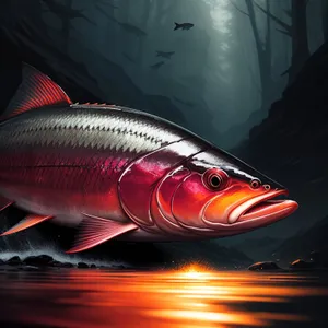 Underwater Coho Salmon Swims in Ocean