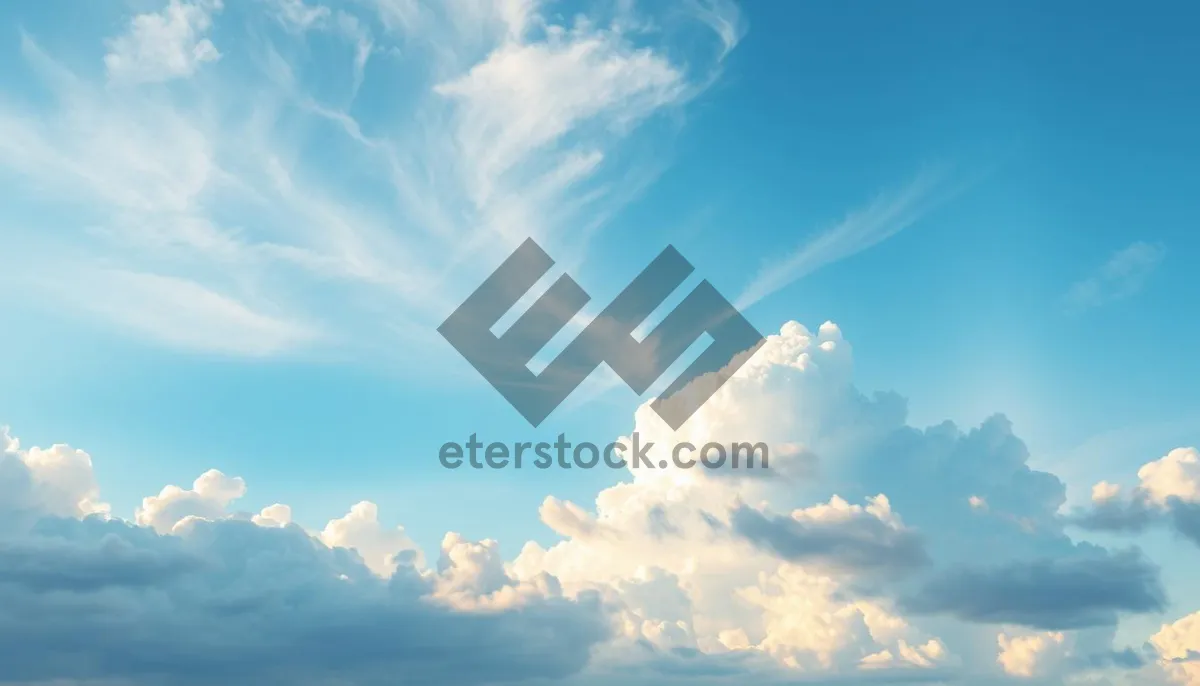 Picture of Sunny Summer Sky Landscape with Fluffy Clouds