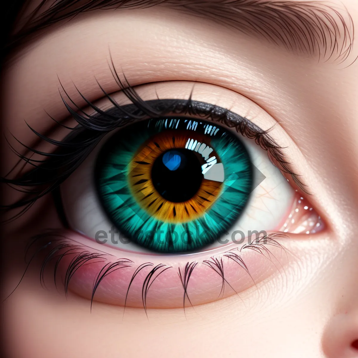 Picture of Closeup of Beautiful Eye Makeup with Luscious Eyelashes