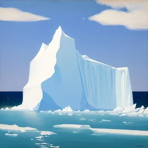 Winter Wonderland: Majestic Iceberg Amidst Cloudscape