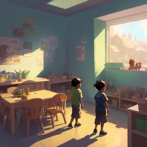 Modern Interior Classroom with Stylish Furniture