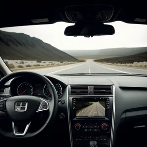 Modern car cockpit with sleek interior design.