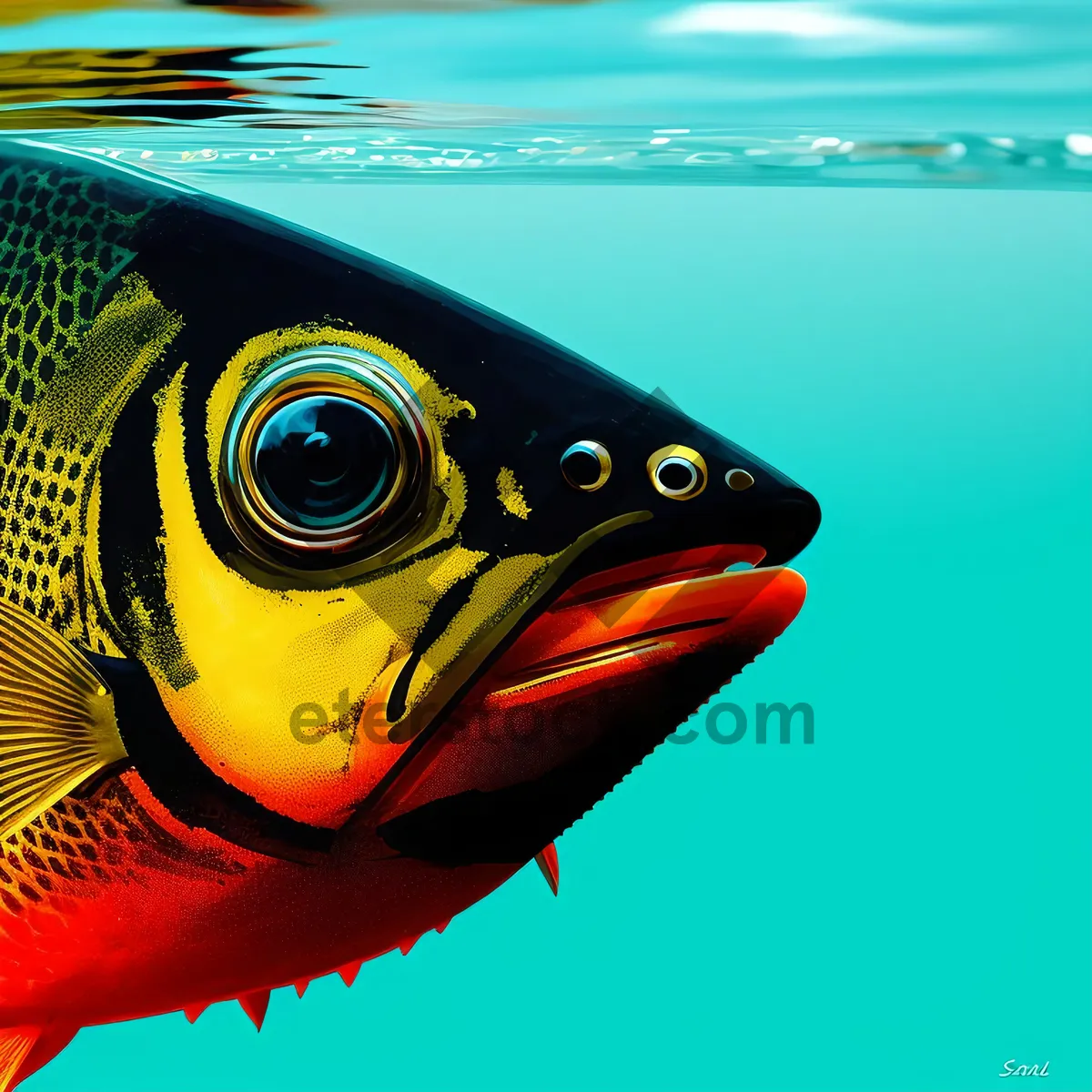 Picture of Colorful Underwater Swim: A Tropical Goldfish