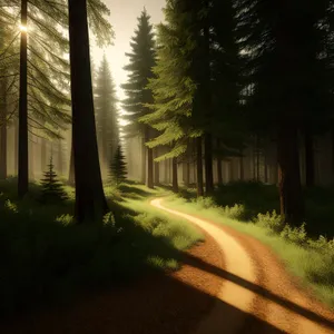 Scenic Path Through Sunlit Forest