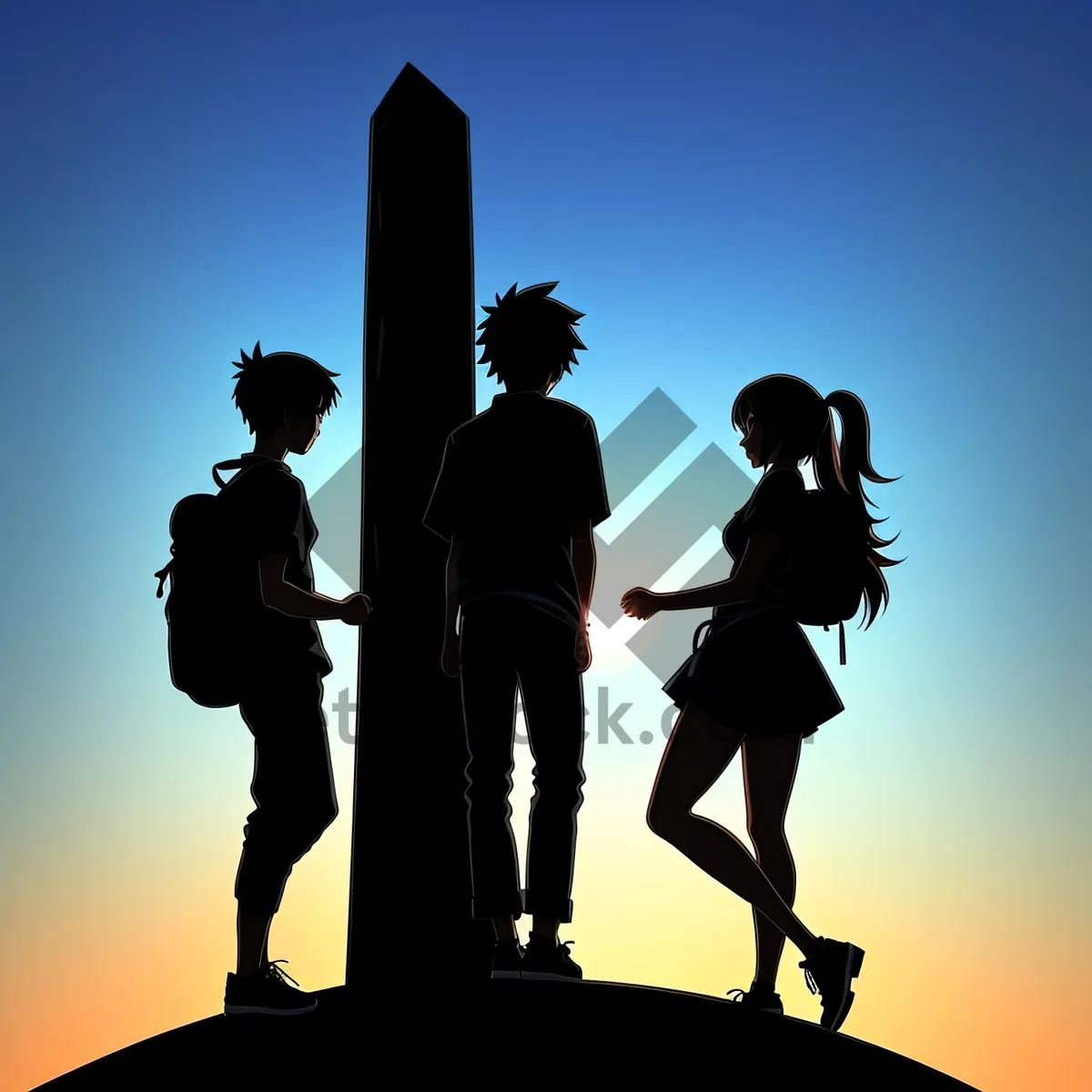 Picture of Silhouette of a Group at Sunset