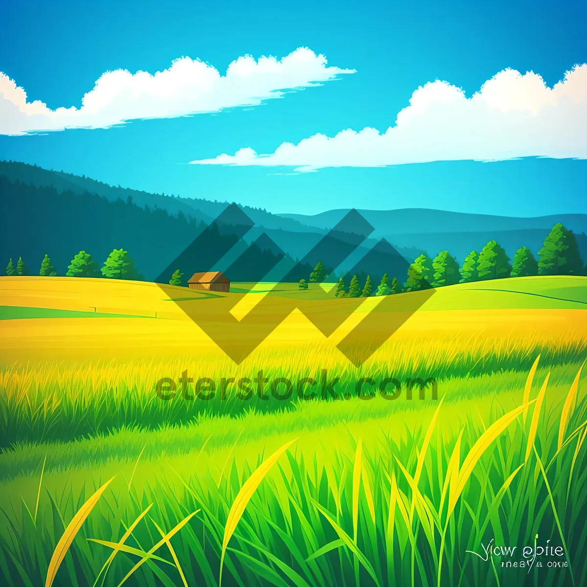 Picture of Vibrant Highland Crop Field under Sunny Vista