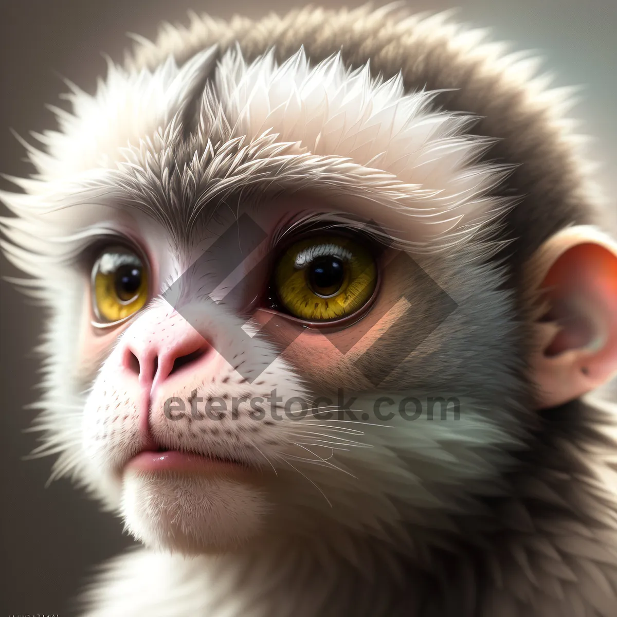 Picture of Curiosity-filled cute monkey with fluffy fur and inquisitive eyes