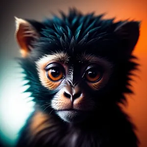 Adorable Black Kitty with Fluffy Fur and Expressive Eyes
