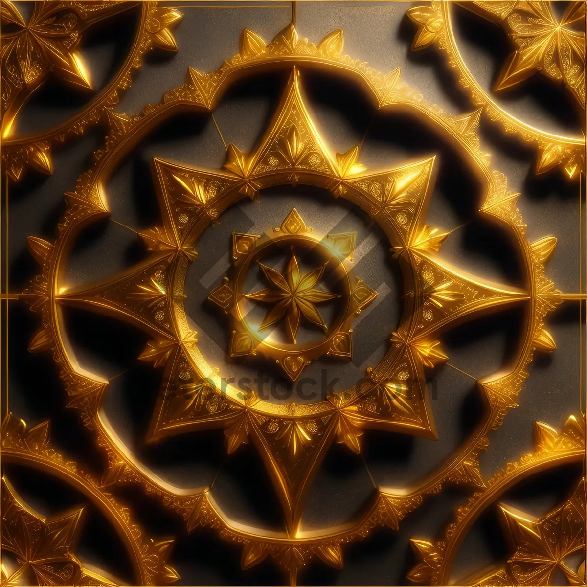 Picture of Golden Fantasy Fractal Heraldry Wallpaper