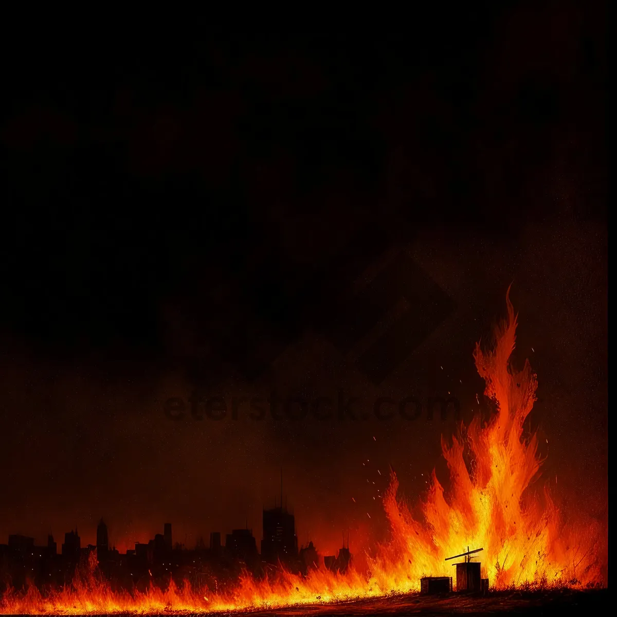 Picture of Blazing Inferno: A Fiery Bonfire Emitting Warm, Orange Flames