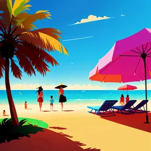 Tropical Paradise: Beach, Sun, and Palm