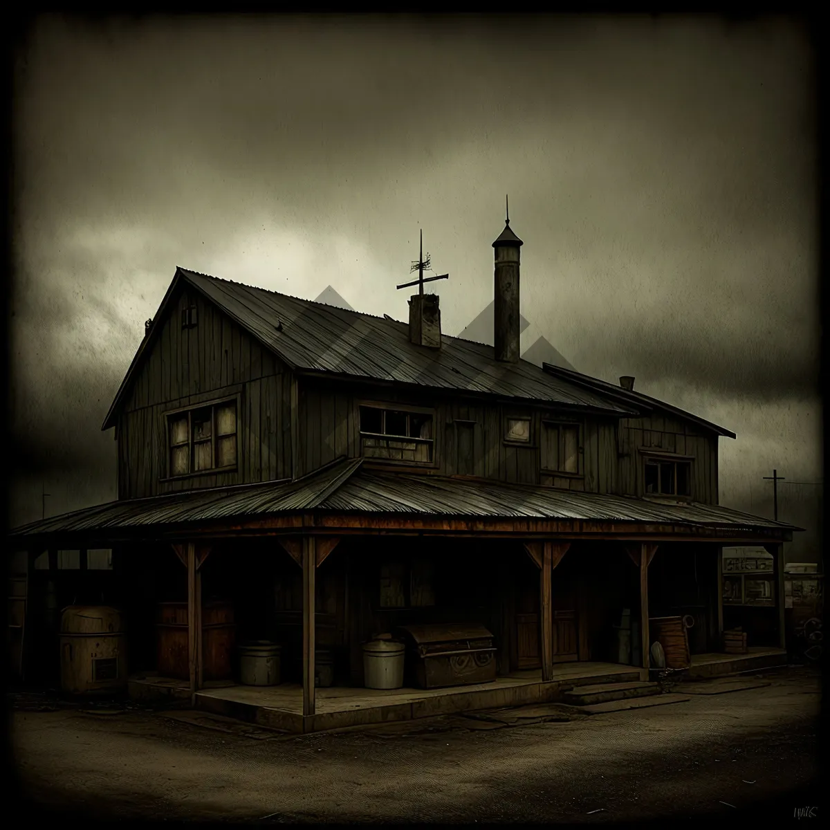 Picture of Old Railway Station Boathouse in City Sky